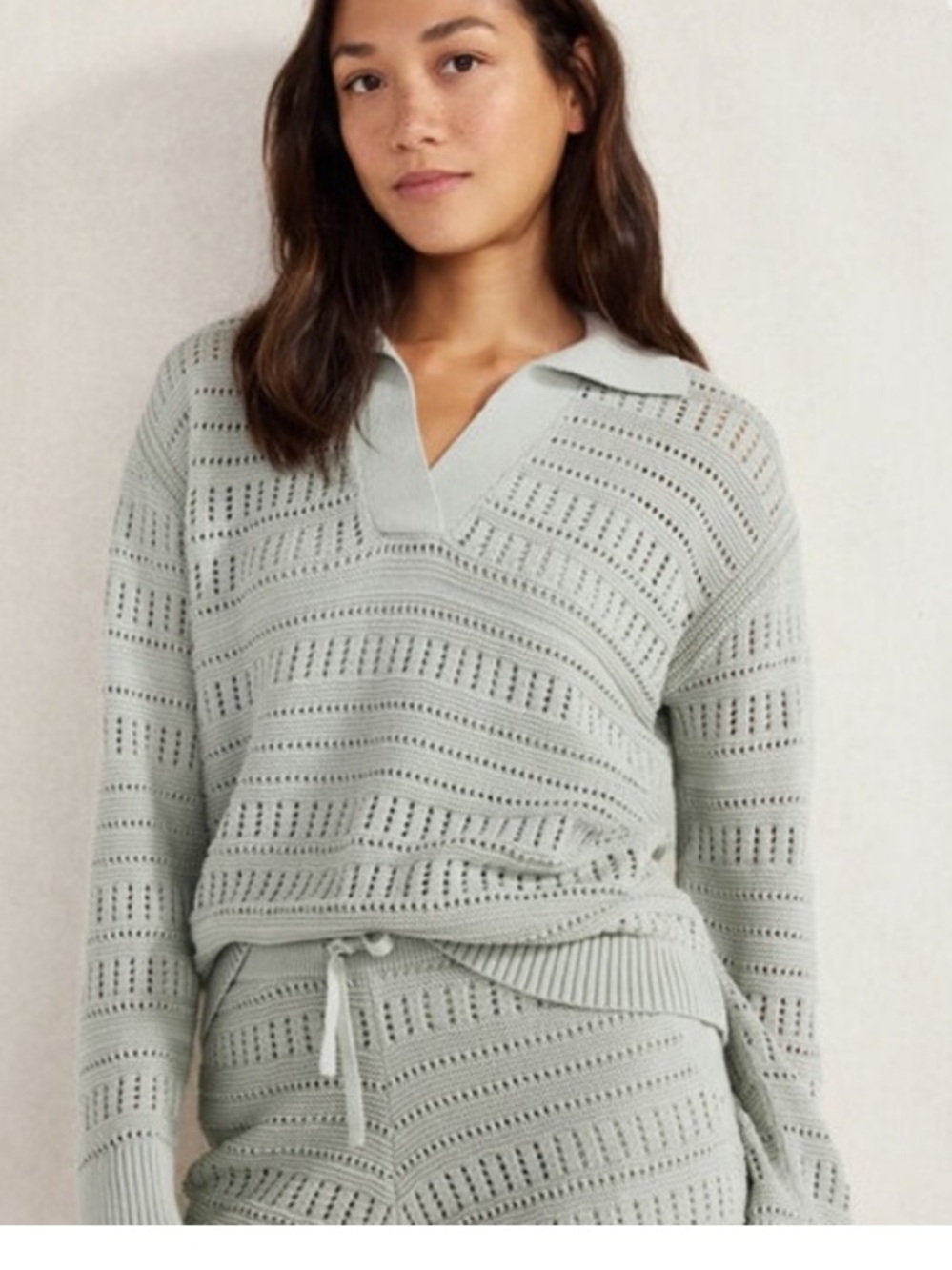 Haven Well Within Open Stitch Johnny Collar Sweater & Shorts Set